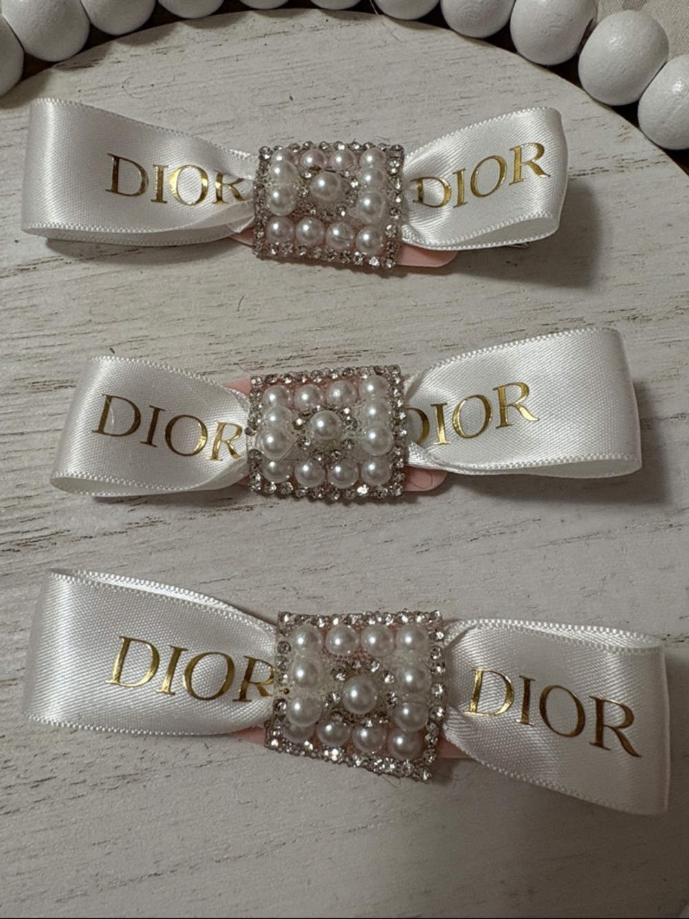 DIOR Hair Clip Set- handmade with original DIOR ribbon
